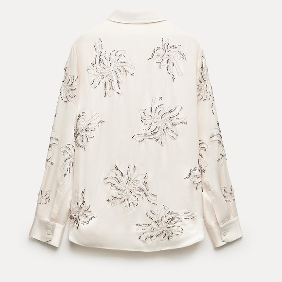 ZARA EMBROIDERED BEADED SHIRT ZW COLLECTION - Picture 4 of 4